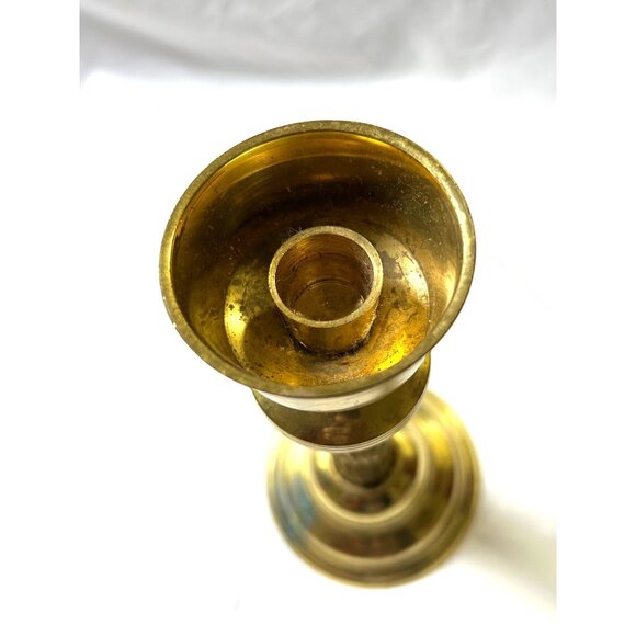 Vintage Brass Candlestick Holder 10.5”Fluted Column Base Taper Candle Decor Read - Picture 7 of 8